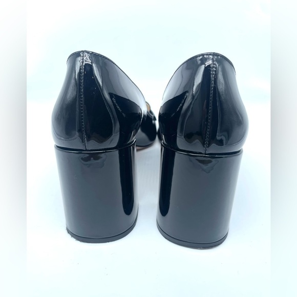 Prada Black Patent Leather Logo Plaque Block Heel Square Toe Loafer EU 39 US 9 - Picture 12 of 16